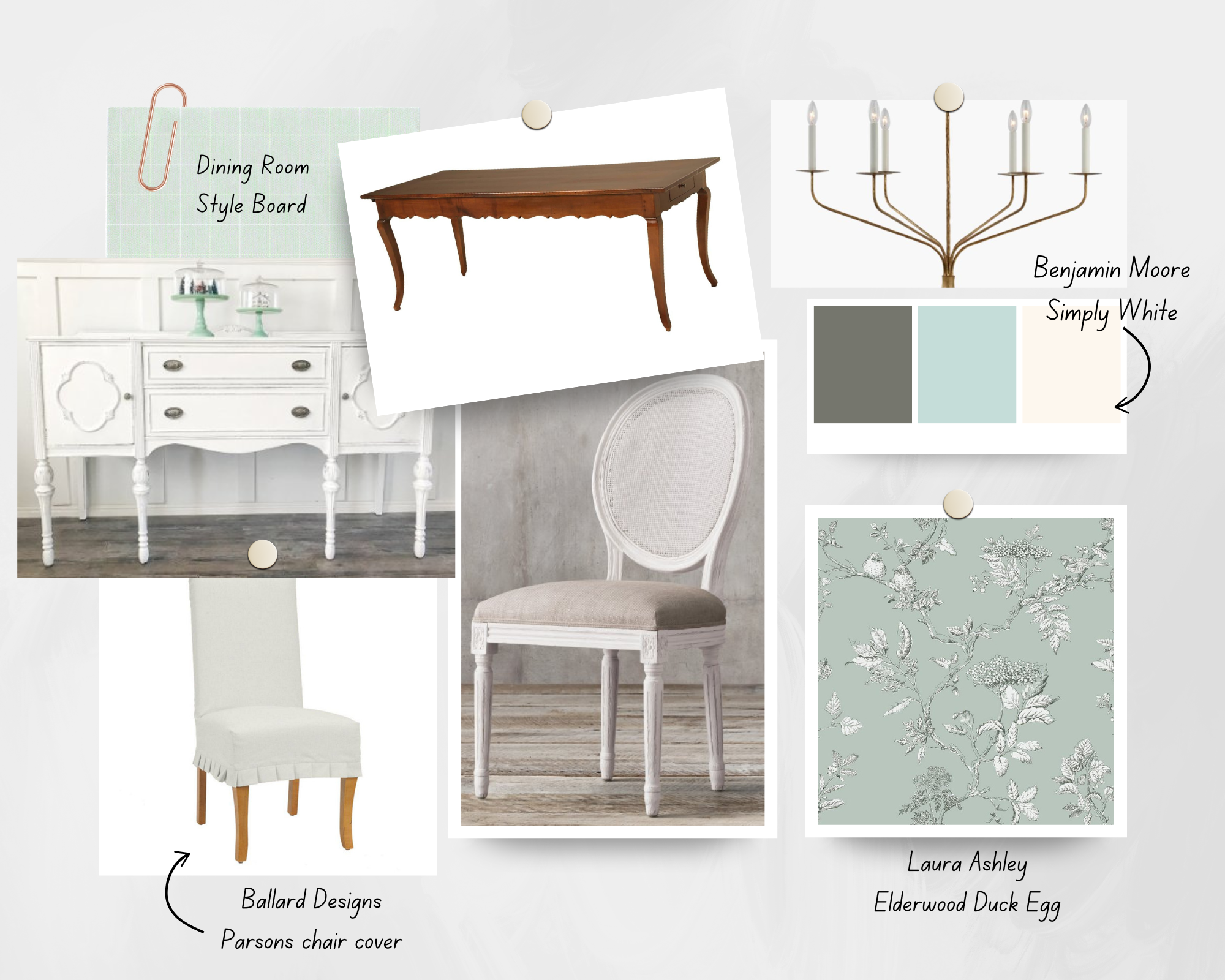 dining room plans style board