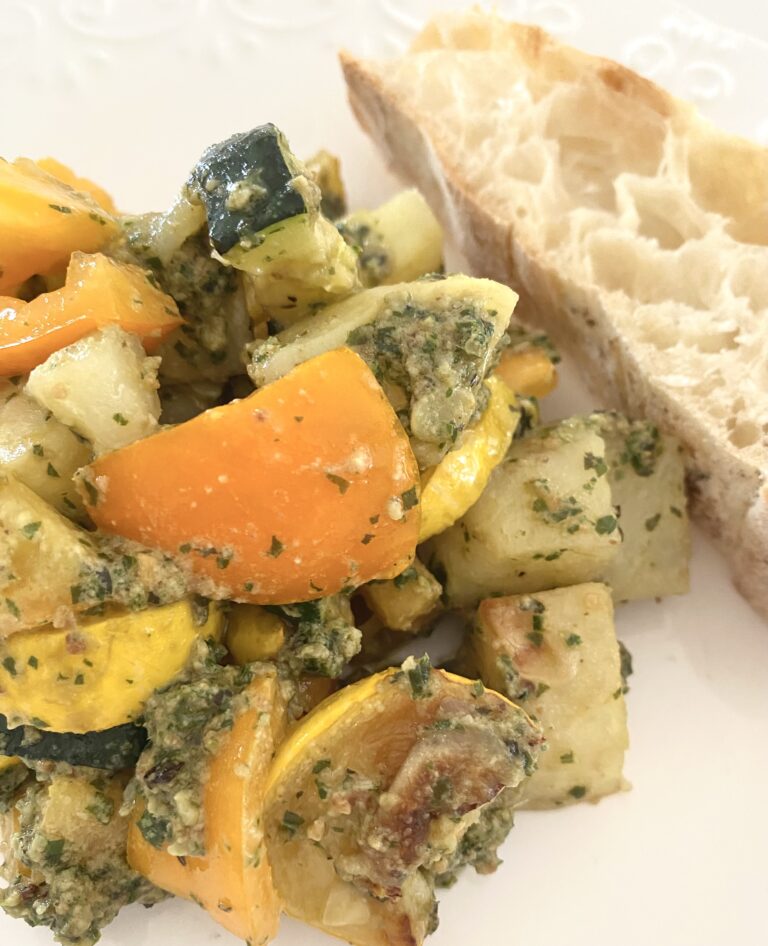 Roasted Vegetables with Vegan Pesto
